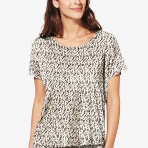 Tommy John Micro Leopard Print Second Skin Short Sleeve PJ Top Tee Size … - Picture 1 of 7